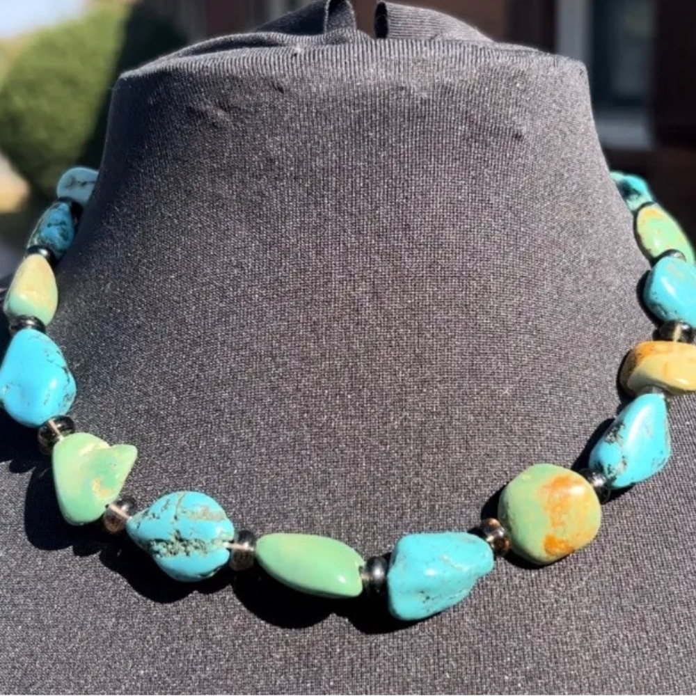 💕Vintage faux TURQUOISE Amethyst Shube's Dakota West Sterling Silver Necklace.